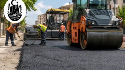 Çankırı’da asfalt çalışması nedeniyle Zafer Caddesi ve Mehmetçik Ortaokulu çevresindeki